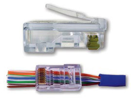 EZ-RJ45 Cat 5E Connectors, 50 Piece 
Clamshell