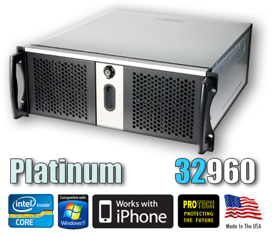 Platinum 32 Ch Live DVR 960 fps (30fps 
per cam) H.264 - 2 TB - 40GB-SSD-OS - 
Hardware H.264