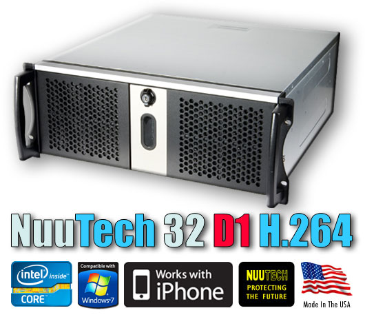 NuuTech 32 D1 NDVR for up to 32 Analog 
and 16 IP Channels - 40GB-SSD-OS